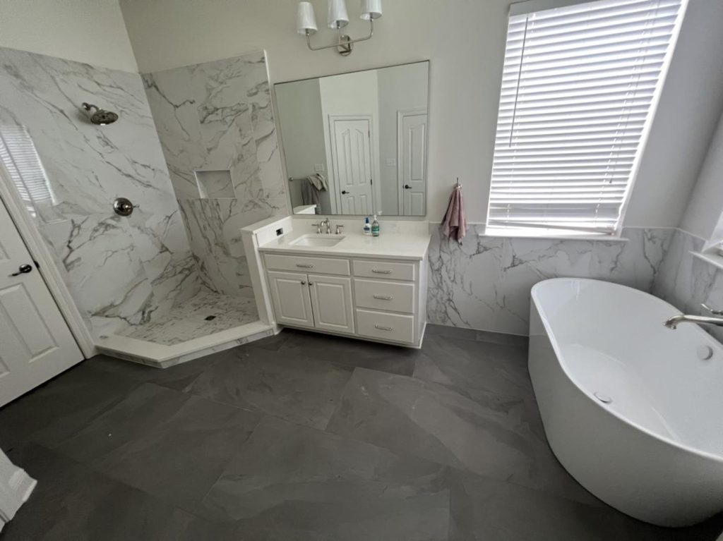 Gray Stone Tile Install  